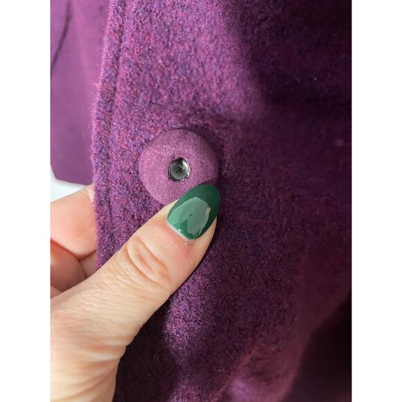 Eileen Fisher Lightweight Boiled Wool High Collar Plum Cardigan - Picture 7 of 9